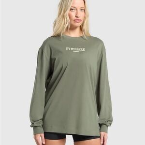 Gymshark Collegiate Lifestyle Long Sleeve Top - Base Green